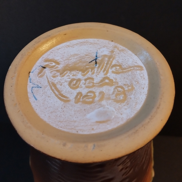 Roseville Pottery Freesia Tangerine 8" Footed Vase (121-8") - Picture 8 of 9